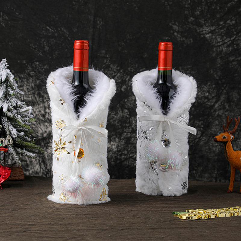 Christmas Snowflake Wine Bottle Cover, Red Wine And Champagne Decorative Wine Bag, Restaurant Scene Decoration Holiday Decoration Supplies