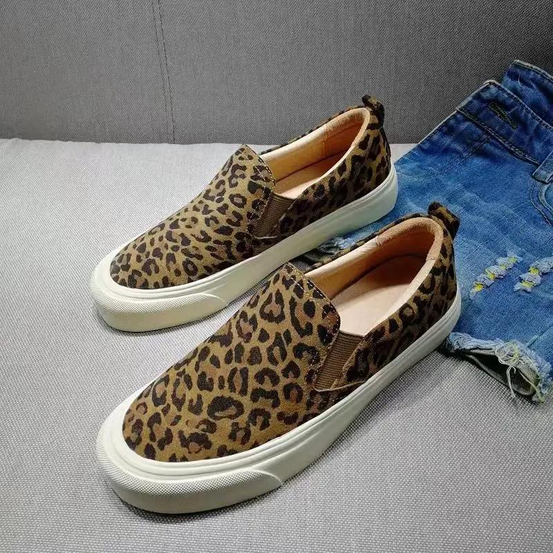 Fashion Trends 2025 Slip On Leopard Print Woman Footwear Comfortable and Elegant Vulcanized Shoe High Quality Aesthetic Shoes for Women