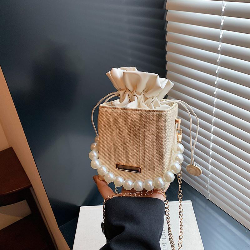 Elegant Summer Bucket Bag Fashionable Simple Crossbody Purse For Women In Black Pink Blue Khaki And White
