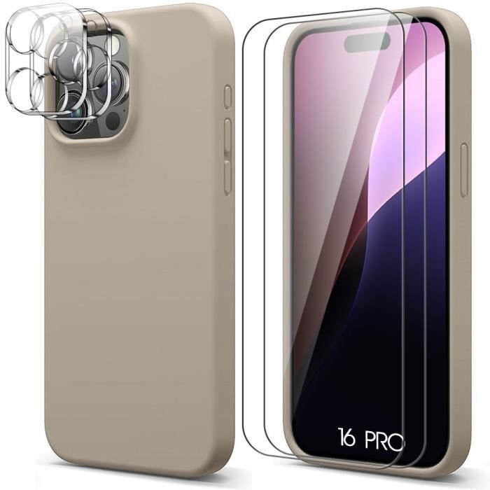 Coque de protection - Silicone - pour iPhone 16 Pro - Beige - Souple - Antidérapante
