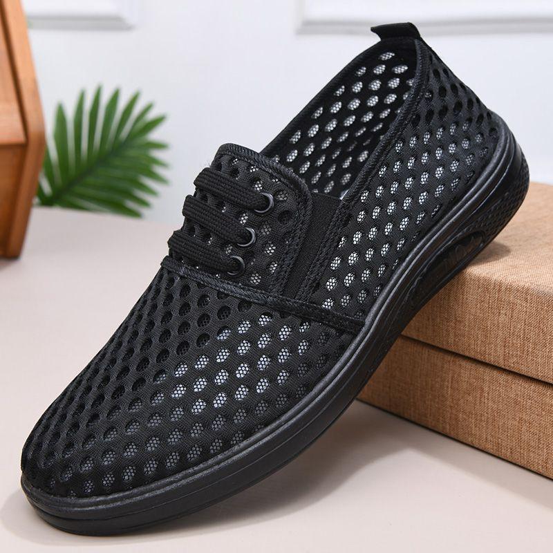 

Мужские сетчатые туфли, летние дышащие полые тонкие повседневные туфли, противоскользящие легкие износостойкие сандалии для мужчин 42
