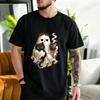 Cotton T-Shirt Spooky Christmas Tshirt Goth Black Cat Christmas Graphic Tee T‑shirt Funny Coffee Cup Tshirts Vintage Gothic Holiday Tops Gifts