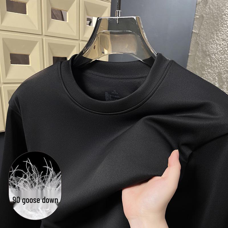 

Men s Long Sleeve White Down T-shirt with Hood - Autumn/Winter Essential 2XL