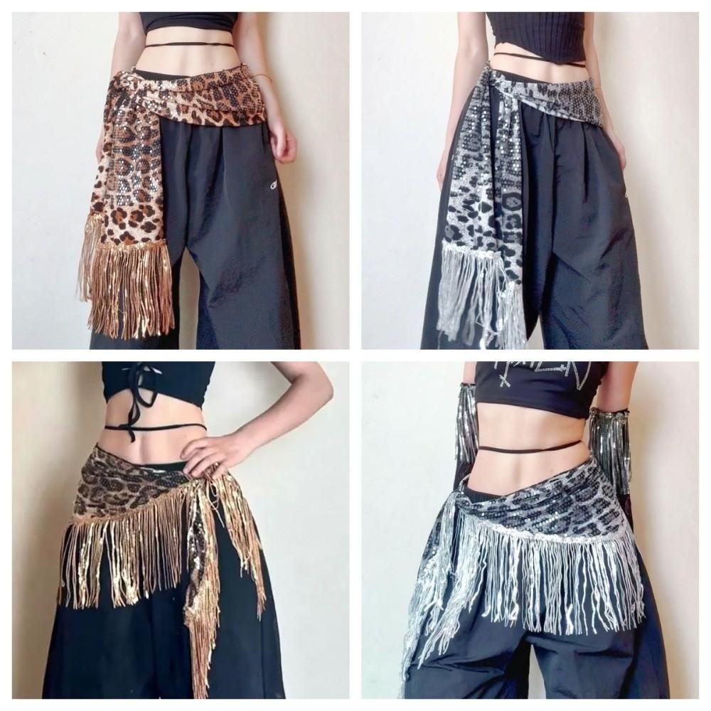 Sequin Jazz Dance Hip Scarf Y2K Cargo Pants Waist Band  Waist Accessories