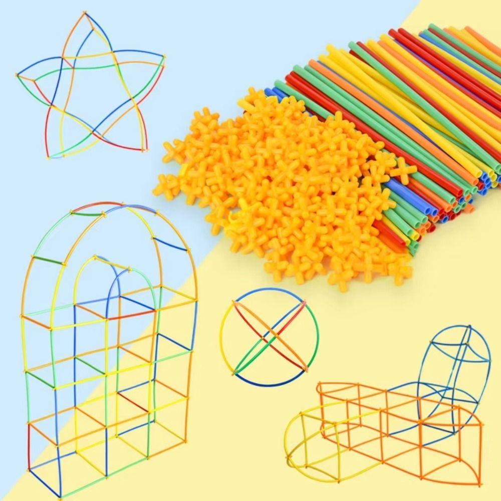 300pcs Engineering Educational Puzzle Colorful Straw Toy  Adults Gifts