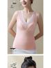 Elegant Velvet Lace V-Neck Women's Warm Vest with Fixed Cups and Silk Cashmere Base