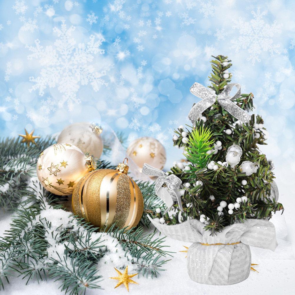 Creative Mini Christmas Tree Decor Silver Glitter Finish Tabletop Ornament for Living Room Bedroom Xmas Party Festive Atmosphere