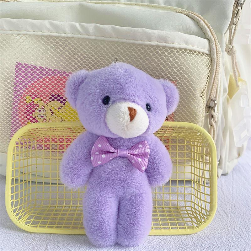 13cm New Cute Stuffed Bear Doll Colorful Tie-dye Plush Teddy Bear Animal Plush Bag Pendent Keychain Ornaments Girl Birthday Gift
