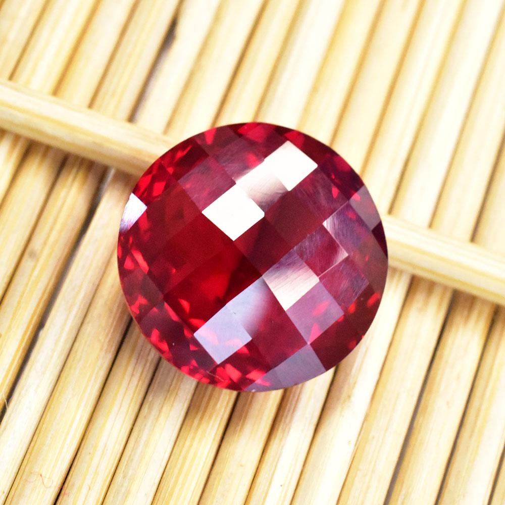 Natural Red Ruby Loose Gemstone Burmese 27 Ct Round Checker Cut for Jewelry Making and Crafts