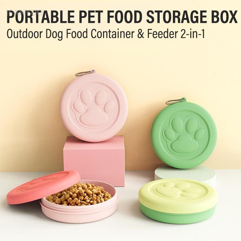 2-in-1 Portable Outdoor Pet Bowl Multifunction Travel Dog Cat Feeding Bowls With Lid for Camping Hiking Leakproof Pet Supplies