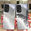 Metallic Butterfly For Samsung Galaxy S10 20 Plus 21 FE 22 23 24 FE 25 Ultra Black Tempered Glass Phone Case Hard Shell