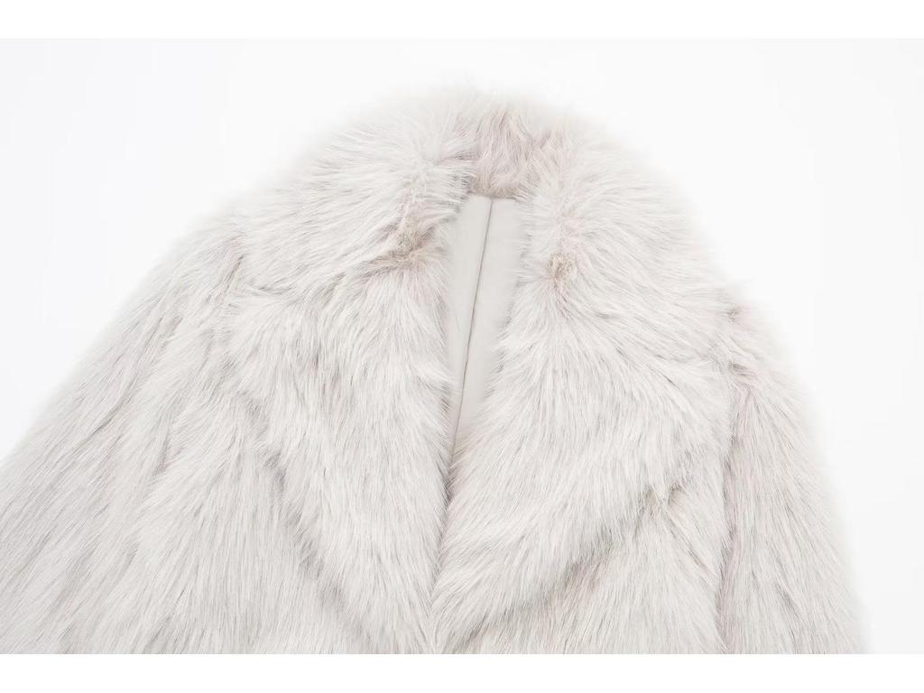 2023 Autumn/Winter Women's Faux Fur Mid-Length Warm Coat D69084
