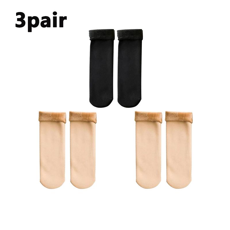 Winter Warm Solid Women Socks Thicken Thermal Socks Wool Cashmere Black Skin Seamless Snow Sock Velvet Unisex Socks