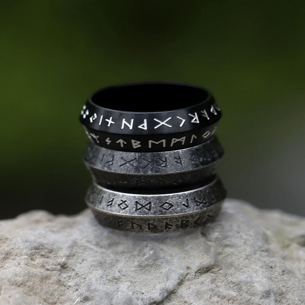 NEW Nordic Viking Letter Stainless Steel Rune Ring Simple Fashion Vintage Jewelry Gift for Men Women