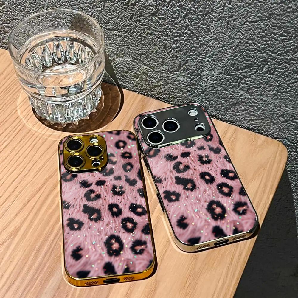 Leopard pattern Exquisite Bestseller Phone Case Electroplated Glass PhoneCase for iPhone 17 16 15 14 13pm Pro Plus tablet case