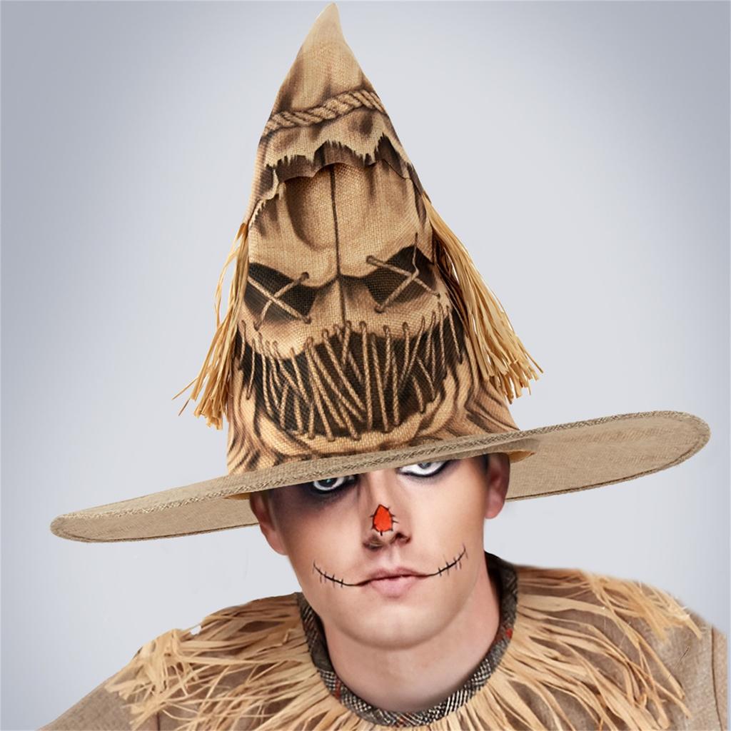 Halloween Scarecrow Witch Hat Realistic Cosplay Holiday Party Dance Performance Costume Props