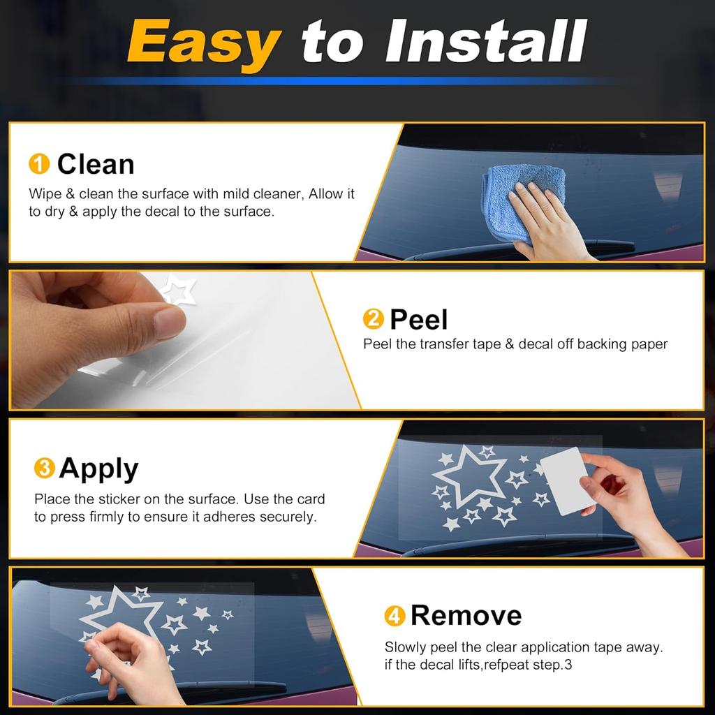 Reflective Bumper Decal Reflective Silver Tone Square A Version of the Stars Reflective Car Sticker Personalized Decoration Vehicle Body or Window