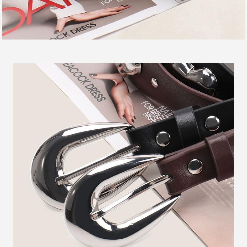 Womens PU Leather Belt With Heart Shape Rivets Punk Street Style Adjustable Waistband Jeans Casual Outfit