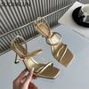 Fashion SUOJIALUN 2025 Summer New Brand Women Sandal Fashion Narrow Band Ladies Elegant Gladiator Shoes Thin High Heel Dress Pumps