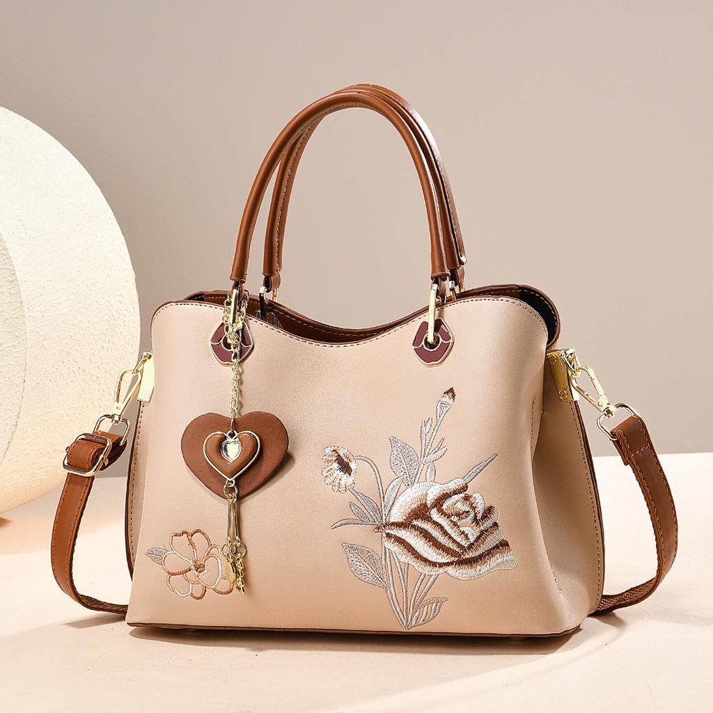 Vintage National Embroidery Ladies Handbag, High-End Spacious Multiway Bag As Holiday Present For Mothers