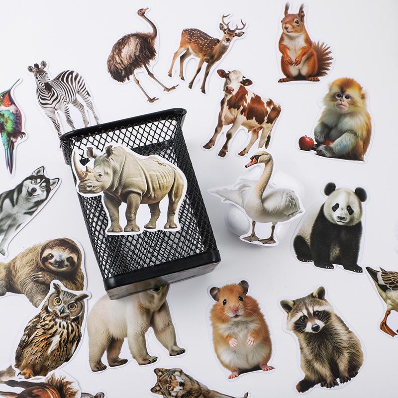 Animal World Photo Sticker Set - 50 Sheets for Kids DIY Notebook Decoration
