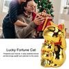 Waving Arm Fortune Cat Ornament Solar Smiling Chinese Fengshui Bright Color Versatile Fortune Desktop Decor for Restaurant