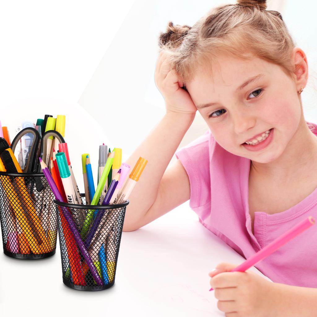 Oneant 12Pcs Black Pen Holder For Desk Pencil Holder Metal Mesh Pen Pot For Office Home Classroom Stationary Supplies