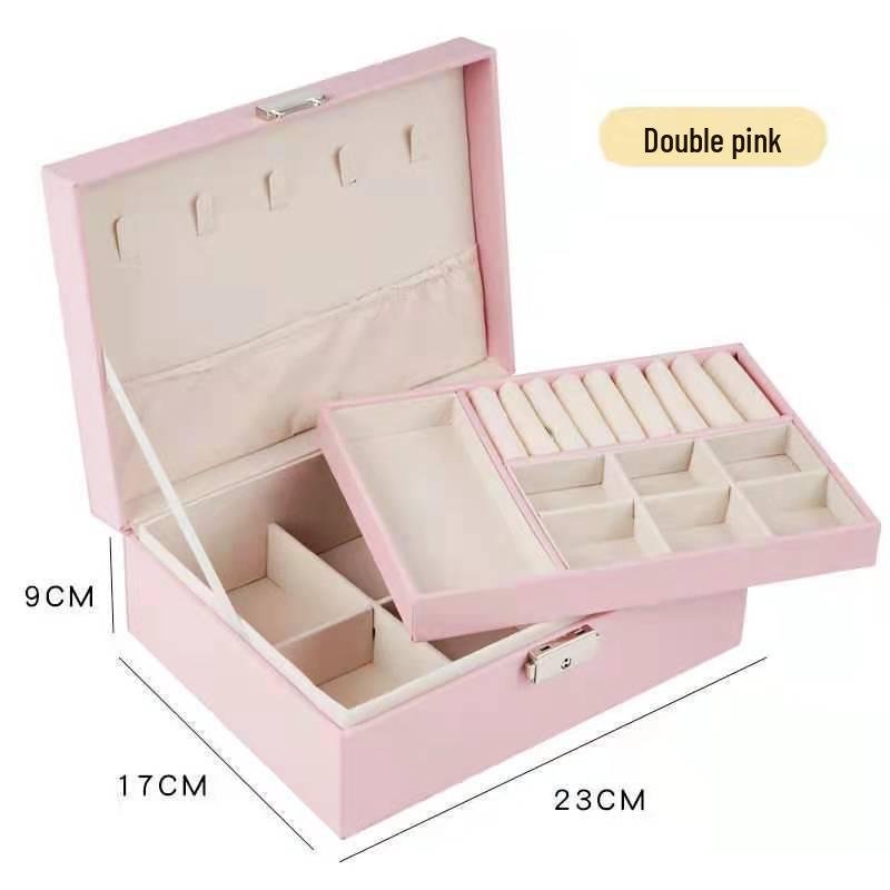 PU Leather Double Layer Jewelry Storage Case