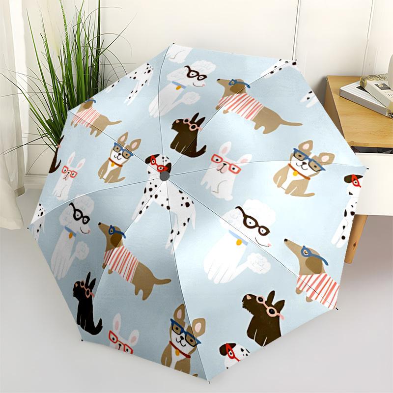 

1pc Dog Prints Automatic Folding Umbrella - Portable Collapsible Design, 8-Rib Iron Frame, Durable Fabric yy251125180