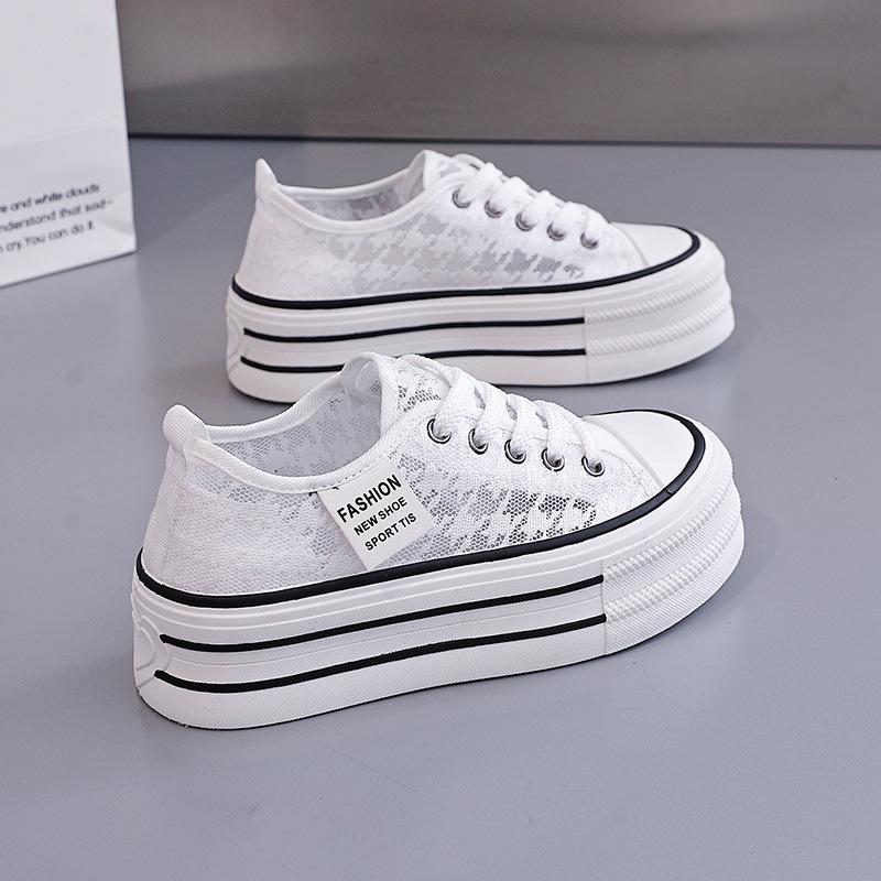 Thick-soled Heightening Little White Shoes Women's Niche Design Spring and Summer 2025 New Mesh Breathable Board Shoes Women KT-291