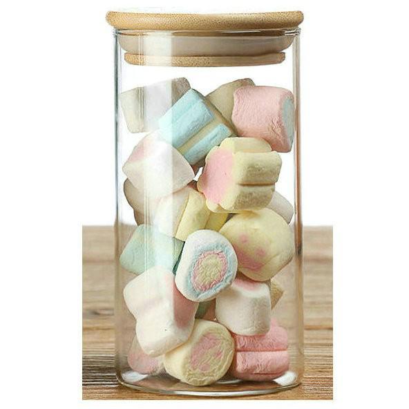 Transparent High Borosilicate Glass Jar with Bamboo Lid for Storage of Nuts, Snacks, or Tea