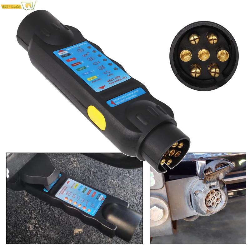 European 7 Pin 12V Trailer Socket Tester High Quality Wiring Circuit Light Test Tool Truck Accessories Car Circuit Testing Tools