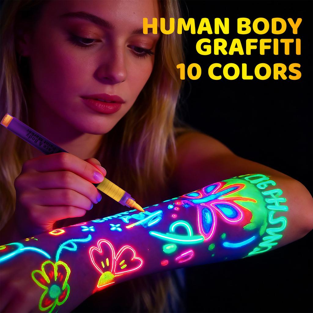 Luminous Body Painting Pen, Facial Pen, Washable Facial Pen, Festive Party Glow Pen,25ml
