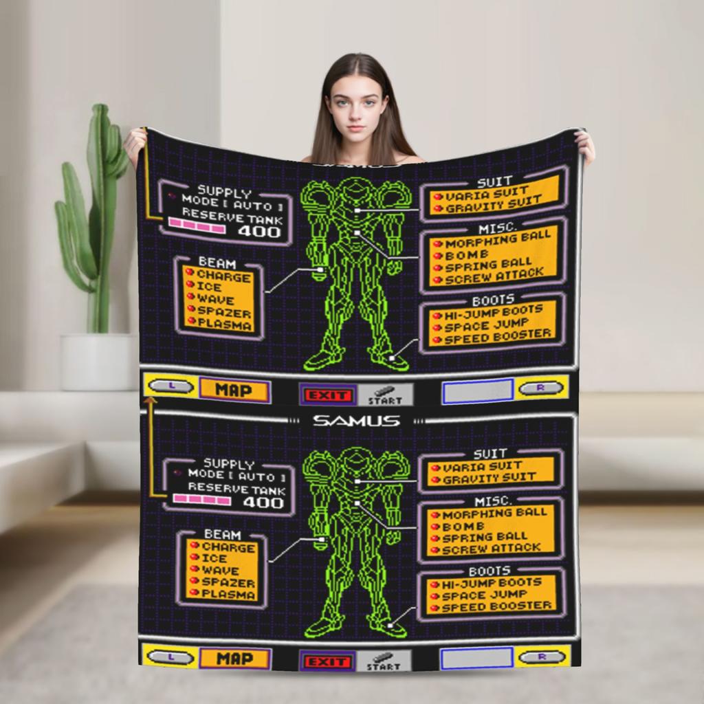 Metroids Hero Game Blankets Flannel Vintage Breathable Throw Blanket for Bed Sofa Winter