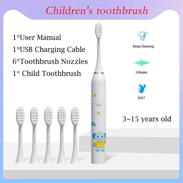 Children Sonic Electric Toothbrush Cartoon Pattern for Kids with Replace The Tooth Brush Head Ultrasonic Toothbrush Soft Nozzles