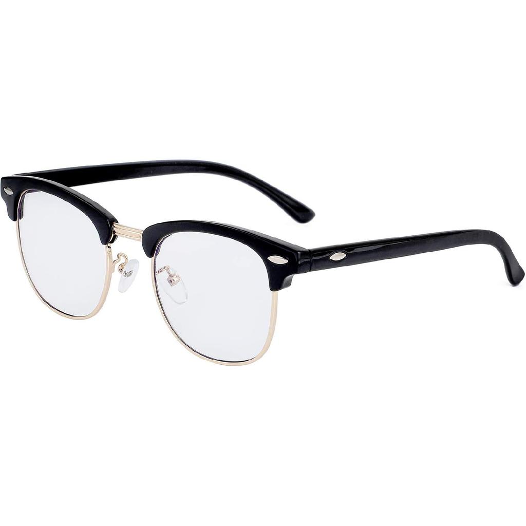 Blue Light Blocking Glasses for Women Men Semi-Rimless Frame Fake Nerd Eyeglasses