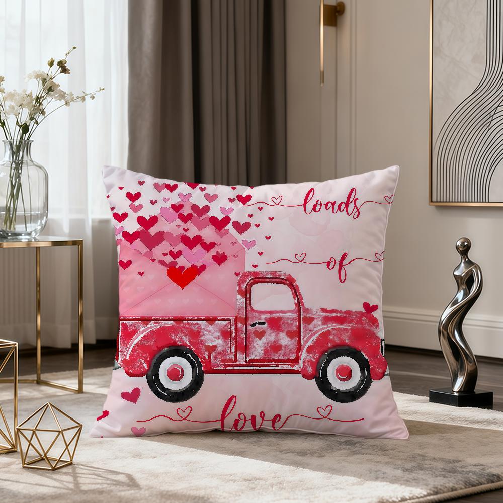 Modern Fashion Retro Flower Christmas Red Truck Art Soft Pillow Cover Sofa Home Living Room Decor Protective Hogar Pillowcase
