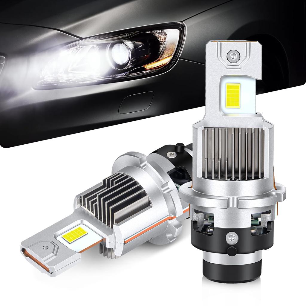 No Dark OPPLIGHT D4S LED Headlights for New Vehicle Inspection 20000cd for 12V Fan Factory Ballast No Wiring Improved Projector Headlights for D4S LED