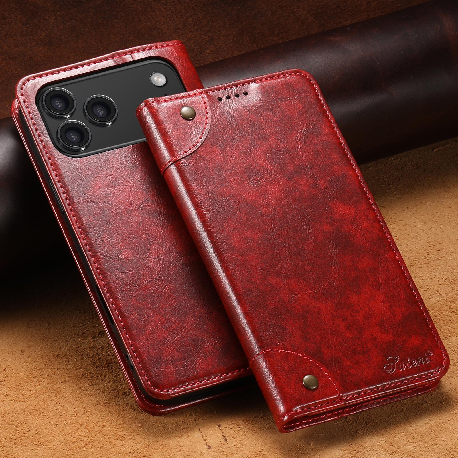 

Durable Faux Leather Card Holder Stand Wallet Magnet Flip Cover Phone Case for IPhone 17 Pro Max 16 Plus 15 14 13 12 iPhone 13 червоний