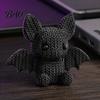 Cute Cartoon Bat Decor 3D Printed Figurine with Knitted Texture, Halloween Decoration, Home Office Space Decoration Animal Statue for Desk Shelf