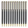 12pcs 1.0mm Ballpoint Pen Smooth Writing Pen Black Ink Stationery Pen Gift Pen Metal Rotate Ballpoint Pen for School