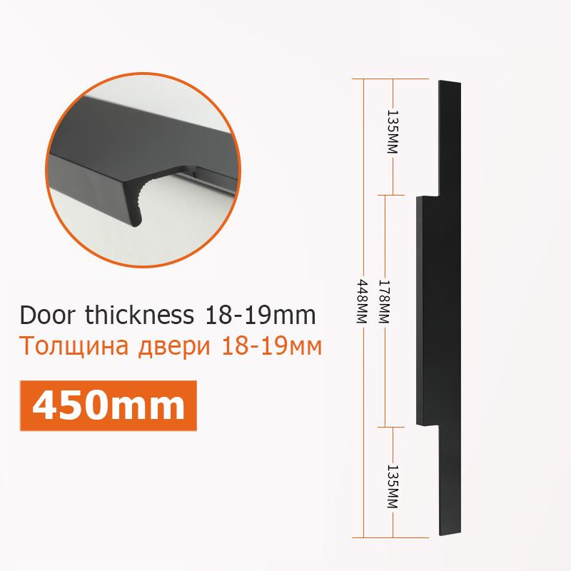KAK Black Hidden Cabinet Handle Aluminum Alloy Kitchen Cupboard Door Pulls Drawer Knobs Long Handle Furniture Handle Hardware