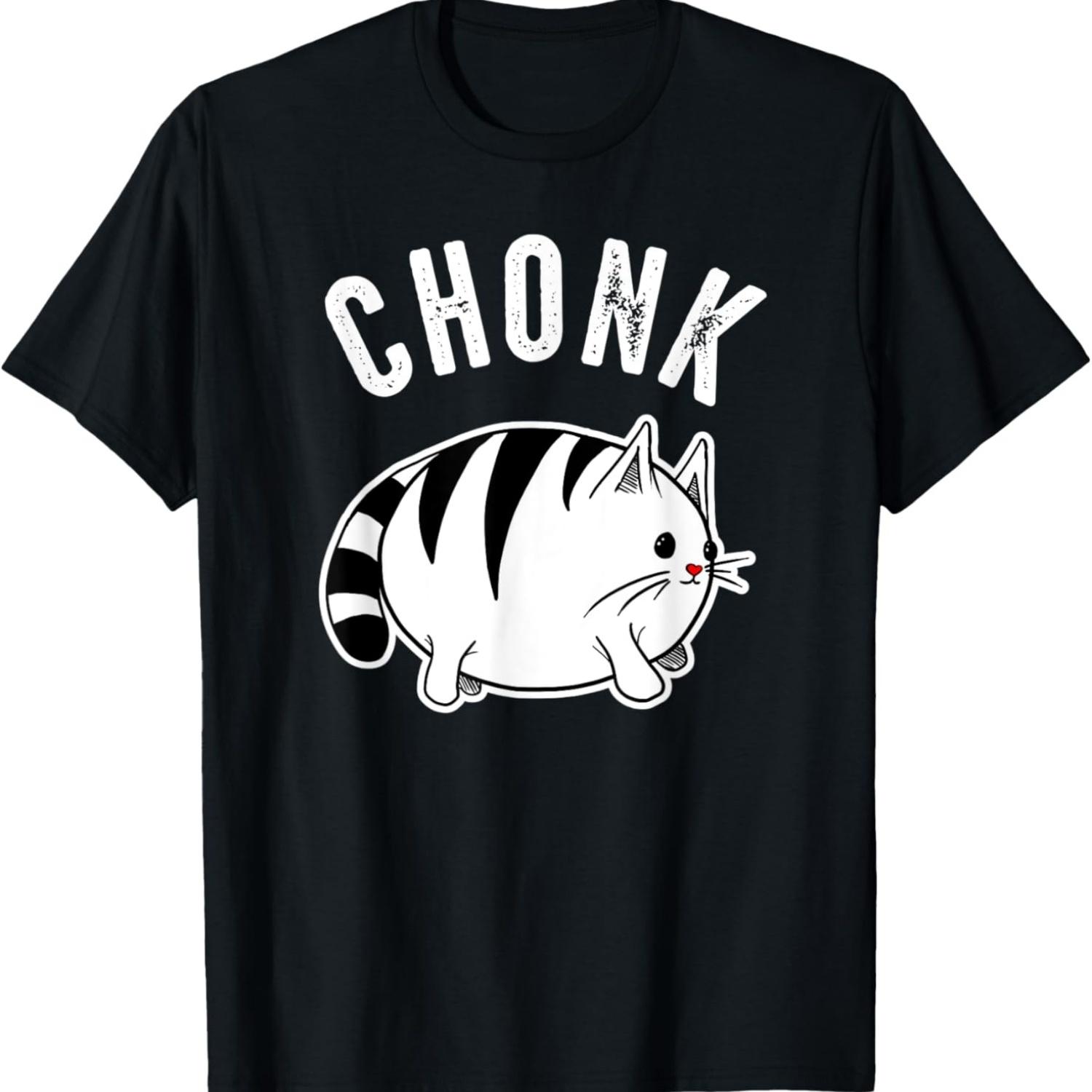 Funny Fat Chonk Cat Meme, Chonky Boi T-Shirt for Men Women Kids S