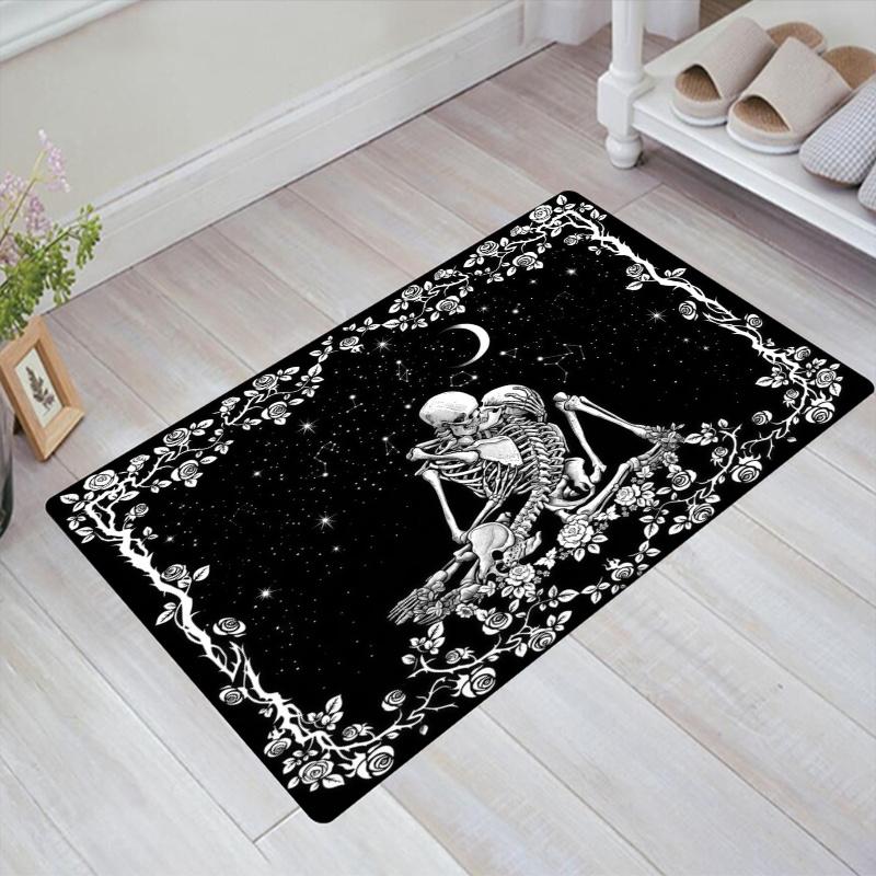 Skull Couple Carpet Rug for Living Room Bedroom Home Sofa Decoration,Kids play Non-slip Floor Mat