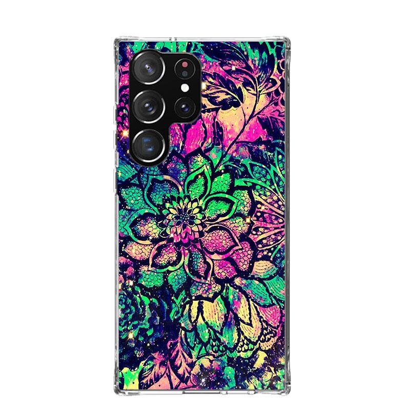 Mandala Sunflower Mandala Case Phone Cover for Samsung Galaxy S24 S25 Ultra S23 Plus S22 + S21 S20 FE S10 S25 Edge Trend Fundas