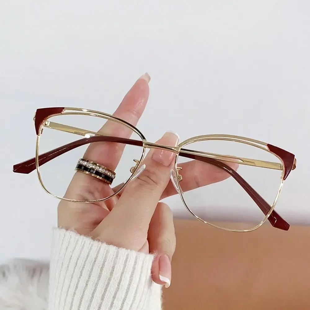 

Vintage Eyeglasses Frames Female Trend Metal Hollowed Anti Blue Light Eyewear Fashion Reading Glasses