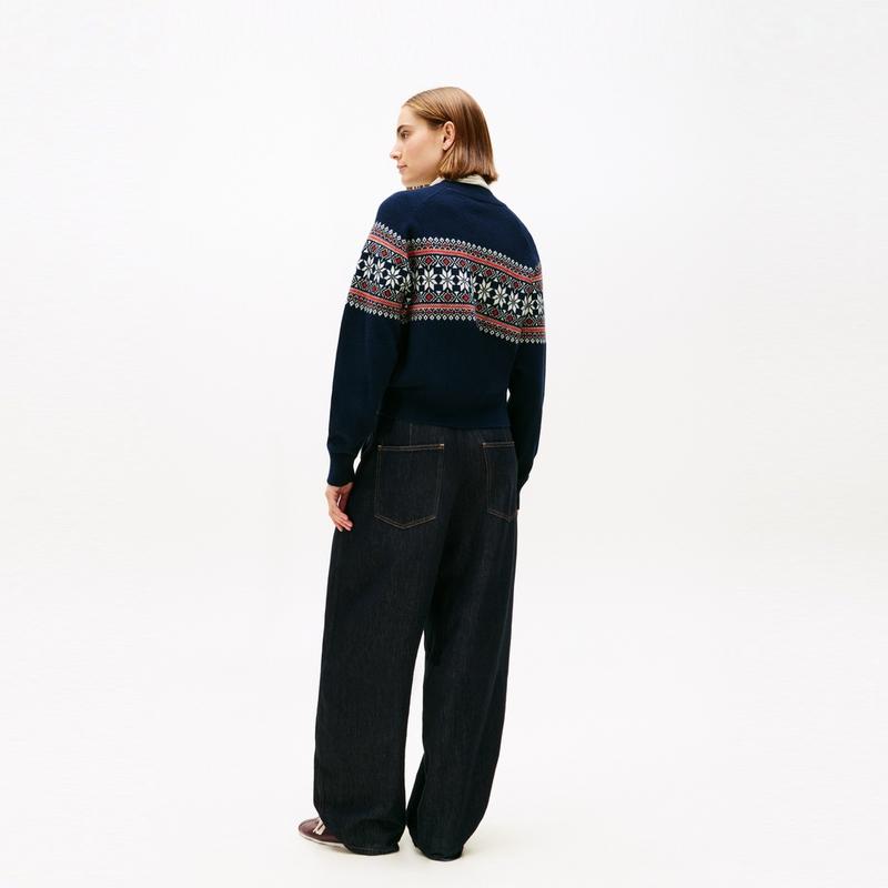 Tommy Hilfiger Casual Commuter Fair Isle Jacquard Crew Neck Sweater Women Sweater XW0XW06622