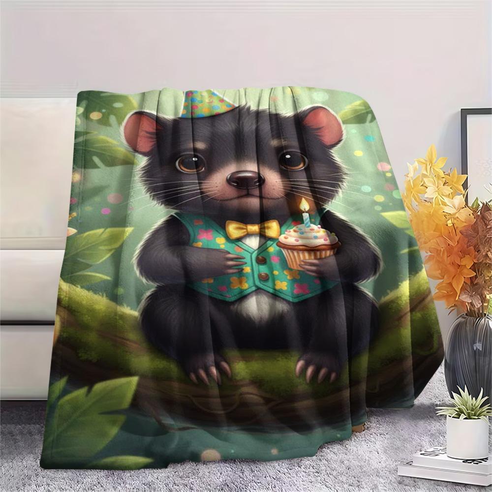 1PC Fairy Tale Style Print FlAannel Blanket, High Quality Comfortable for All Seasons, Home Decor, Warmth and Comfort