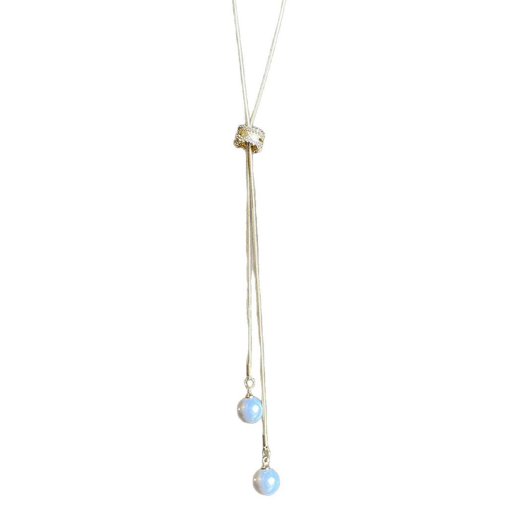 Zircon Pearl Necklace: Luxury Sweater Chain for Autumn and Winter