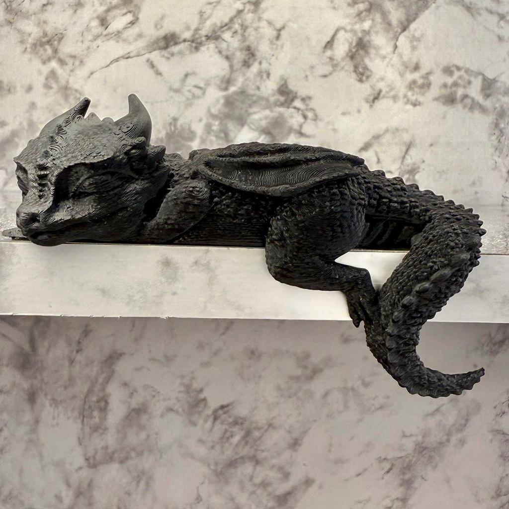 Decorative Resin Statue of A Sleeping Dragon with Wings, Designed To Lie on The Edge, Suitable for Home Decor or As A Collectible Item